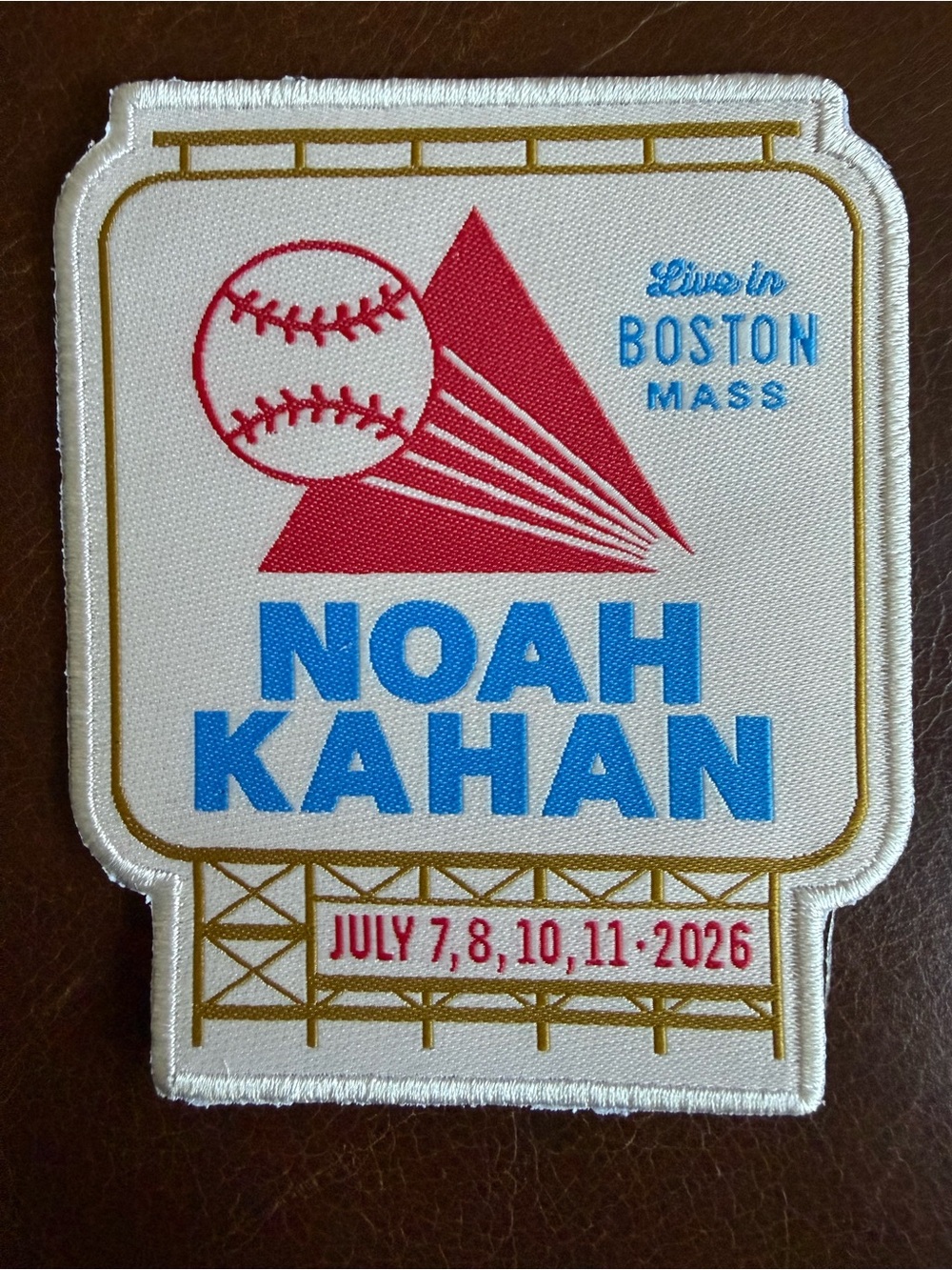 Noah Kahan Fenway/Boston Patch - White, Red & Blue